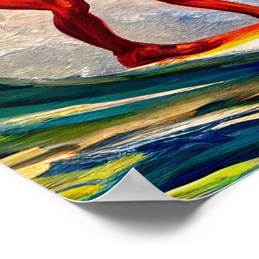 Der Surfer fährt die Wellen Poster (Ecke)