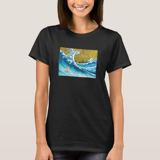 Der Surfing Wave Corgi T-Shirt (Vorderseite)