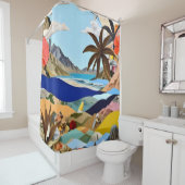 Der Surrealist am Strand Duschvorhang (Beispiel)