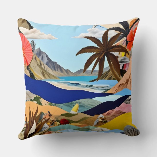 Der Surrealist am Strand Kissen (Rückseite)