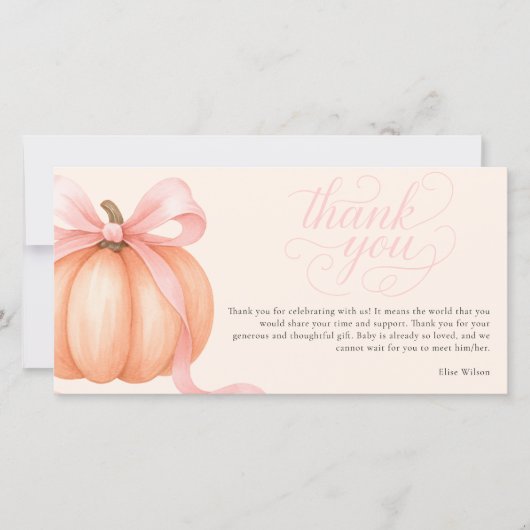 Der süße Kürbisknochen-Rosa-Bogen ist auf dem Weg Dankeskarte (Vorderseite)