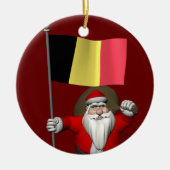 Der süße Weihnachtsmann mit Abtritt Belgiens Keramik Ornament (Vorne)