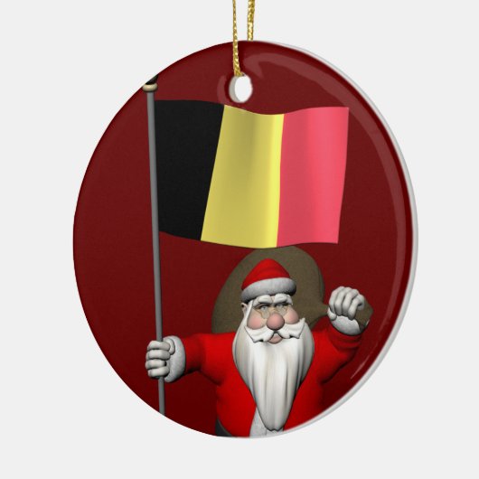Der süße Weihnachtsmann mit Abtritt Belgiens Keramik Ornament (Links)