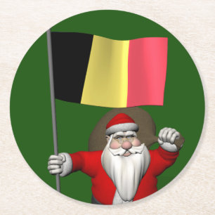 Der süße Weihnachtsmann mit Abtritt Belgiens Runder Pappuntersetzer