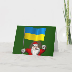 Der süße Weihnachtsmann mit Abtritt der Ukraine Feiertagskarte