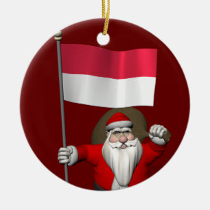 Der süße Weihnachtsmann mit dem Ensign von Indones Keramikornament