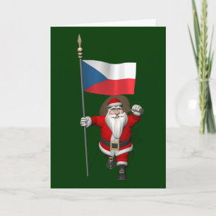 Der süße Weihnachtsmann mit der Flagge der Tschech Feiertagskarte