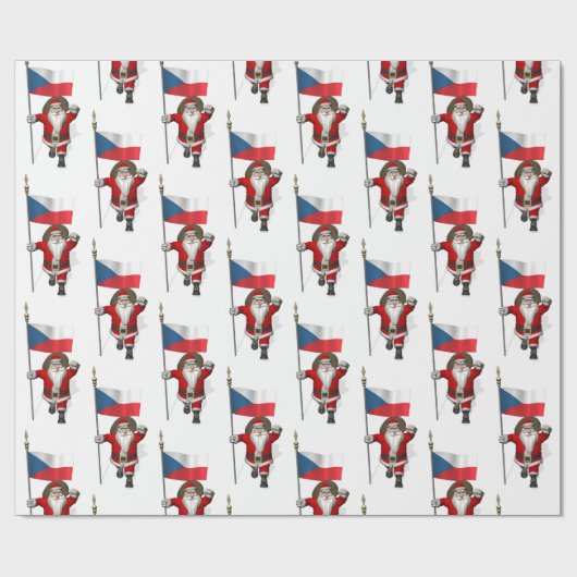 Der süße Weihnachtsmann mit der Flagge der Tschech Geschenkpapier (Flach)