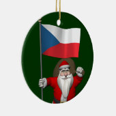 Der süße Weihnachtsmann mit der Flagge der Tschech Keramikornament (Rechts)