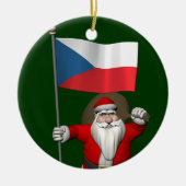 Der süße Weihnachtsmann mit der Flagge der Tschech Keramikornament (Vorne)