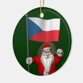 Der süße Weihnachtsmann mit der Flagge der Tschech Keramikornament (Links)