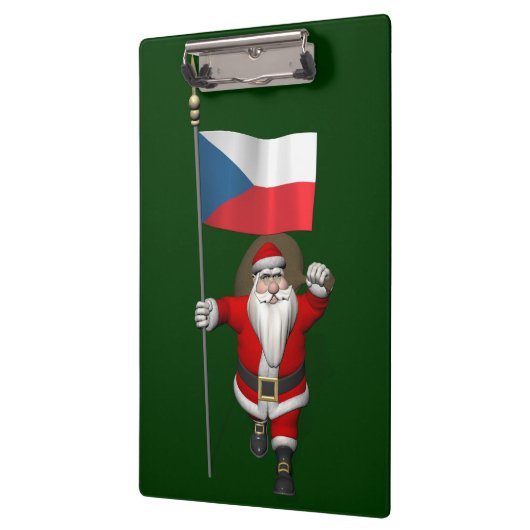 Der süße Weihnachtsmann mit der Flagge der Tschech Klemmbrett (Links)