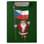 Der süße Weihnachtsmann mit der Flagge der Tschech Klemmbrett (Vorderseite)
