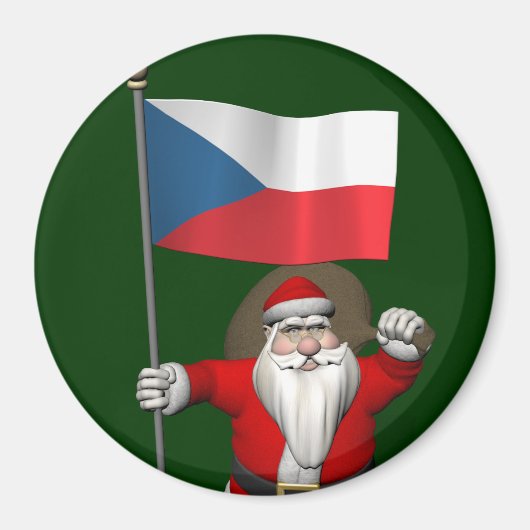 Der süße Weihnachtsmann mit der Flagge der Tschech Magnet (Vorne)