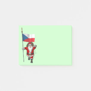 Der süße Weihnachtsmann mit der Flagge der Tschech Post-it Klebezettel