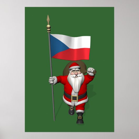 Der süße Weihnachtsmann mit der Flagge der Tschech Poster (Vorne)