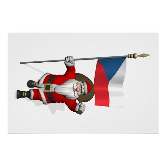 Der süße Weihnachtsmann mit der Flagge der Tschech Poster (Vorderseite)