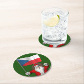 Der süße Weihnachtsmann mit der Flagge der Tschech Runder Pappuntersetzer (Vor Ort)