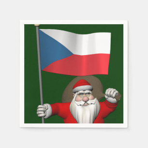 Der süße Weihnachtsmann mit der Flagge der Tschech Serviette