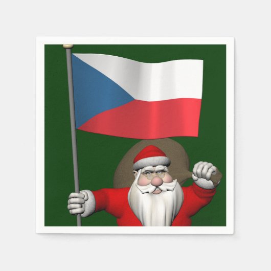 Der süße Weihnachtsmann mit der Flagge der Tschech Serviette (Vorderseite)