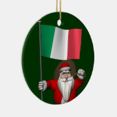 Der süße Weihnachtsmann mit der Flagge Italiens Keramik Ornament (Rechts)
