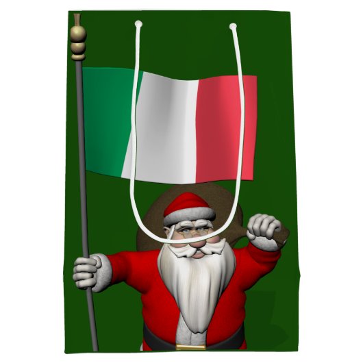 Der süße Weihnachtsmann mit der Flagge Italiens Mittlere Geschenktüte (Rückseite)
