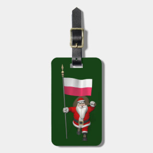 Der süße Weihnachtsmann mit der Flagge Polens Gepäckanhänger