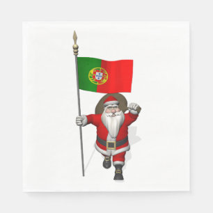 Der süße Weihnachtsmann mit der Flagge Portugals Serviette