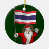 Der süße Weihnachtsmann mit der Flagge Thailands Keramikornament (Vorne)