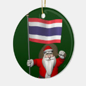 Der süße Weihnachtsmann mit der Flagge Thailands Keramikornament (Links)