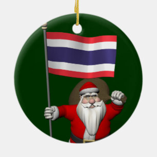 Der süße Weihnachtsmann mit der Flagge Thailands Keramikornament