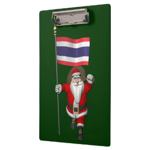 Der süße Weihnachtsmann mit der Flagge Thailands Klemmbrett