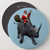 Der süße Weihnachtsmann Rafting A Rhino Button (Vorne & Hinten)