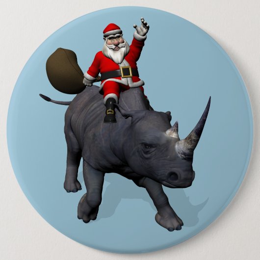 Der süße Weihnachtsmann Rafting A Rhino Button (Vorderseite)