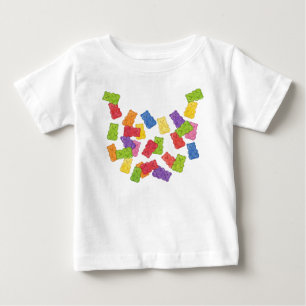 "Der süßeste Bib" - Fallender Regenbogen-Gummibär- Baby T-shirt