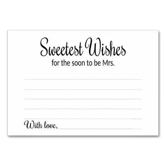 Der süßeste Wunsch, dass der Bald Frau Advice Card Tischnummer (Vorderseite)