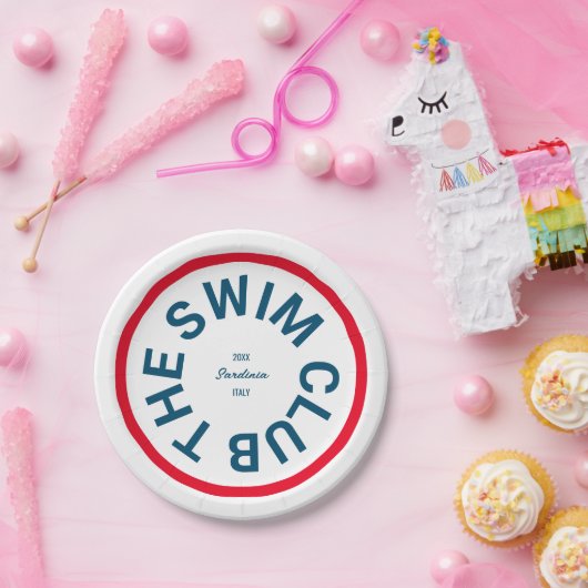 Der Swim Club Blue Wappen Red Strip Pappteller (Party)