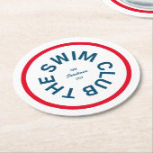 Der Swim Club Blue Wappen Red Strip Runder Pappuntersetzer (Angewinkelt)