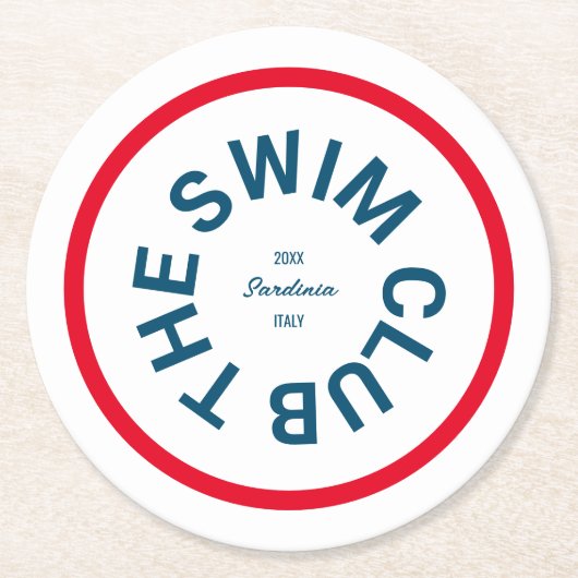Der Swim Club Blue Wappen Red Strip Runder Pappuntersetzer (Vorderseite)