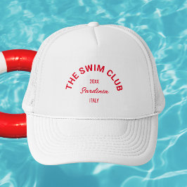 Der Swim Club Custom Red Wappen Swimmingpool White Truckerkappe