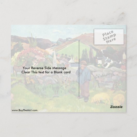 Der Swineherd von Eugene Henri Paul Gauguin Postkarte (Rückseite)