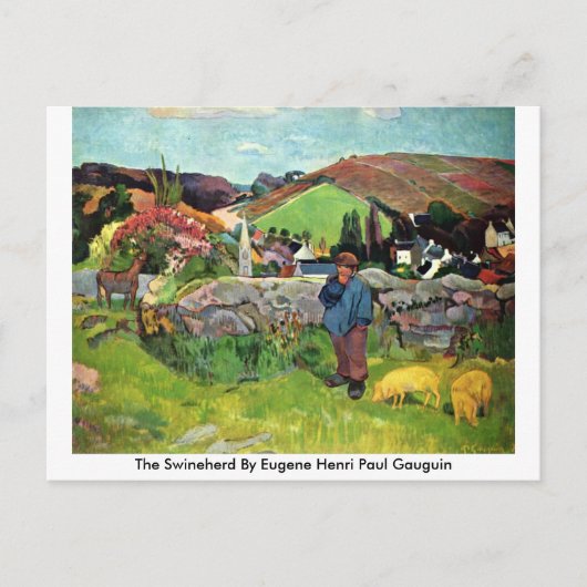 Der Swineherd von Eugene Henri Paul Gauguin Postkarte (Vorderseite)