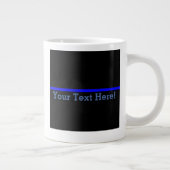 Der symbolische Thin Blue Line Ihr Text auf Schwar Jumbo-Tasse (Rechts)