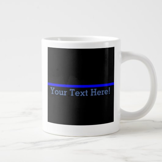 Der symbolische Thin Blue Line Ihr Text auf Schwar Jumbo-Tasse (Rechts)