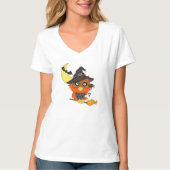 Der T - Shirt der Halloween-Eulen-Cartoon-Frauen (Vorderseite)