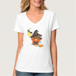 Der T - Shirt der Halloween-Eulen-Cartoon-Frauen