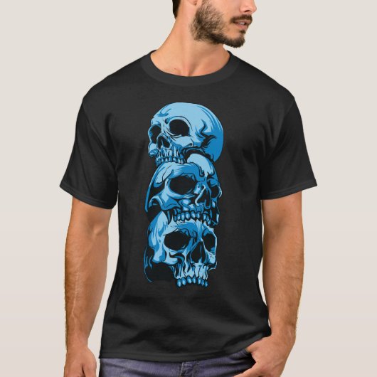 Der T - Shirt der Männer mit den blauen Schädeln (Vorderseite)