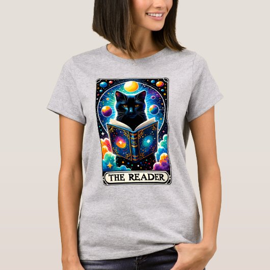 Der T - Shirt der Reader Black Cat Tarot Card (Vorderseite)