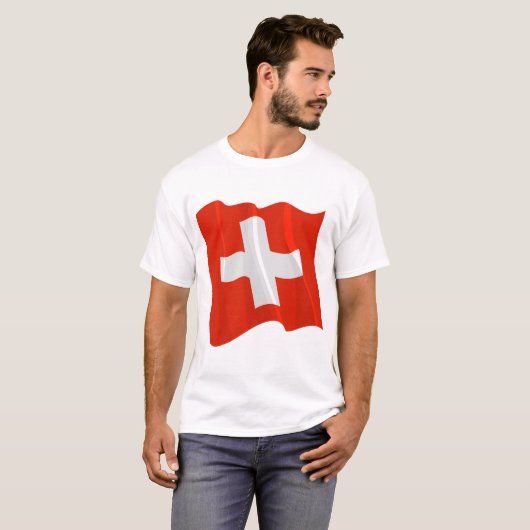 Der T - Shirt der Schweizer Flaggen-Männer (Vorne ganz)