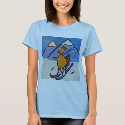 Der T - Shirt der Skifahren-Schnee-Huhn-Frauen (Vorderseite)